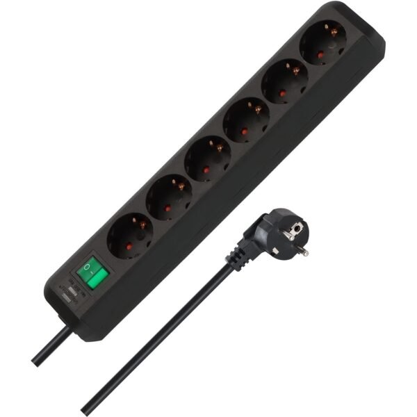 Brennenstuhl Eco-Line 6-fach Steckdosenleiste mit Schalter, 1,5 m, schwarz