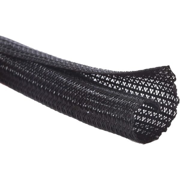 Selbstschließender Kabelschlauch, geflochten, zuschneidbar, schwarz, 13 mm – 3,1 m
