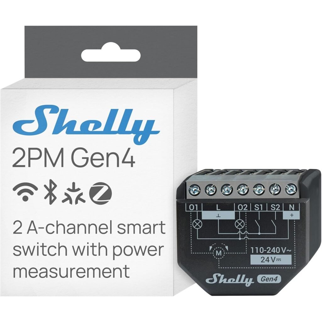 Shelly 2PM Gen4 WLAN Smart-Relais und Rollladenschalter mit Leistungsmessung